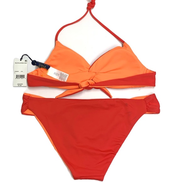 POLO Ralph Lauren Orange and Red Reversible Bikini - Picture 7 of 16